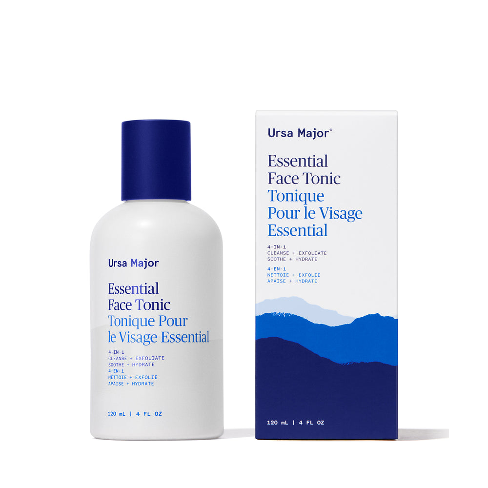 Ursa Major Essential Face Tonic bottle – multitasking botanical tonic to cleanse, hydrate, and gently exfoliate skin.