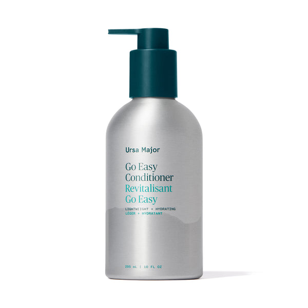 Ursa Major Go Easy Conditioner bottle with natural botanical ingredients, emphasizing lightweight hydration and gentle care for all hair types.