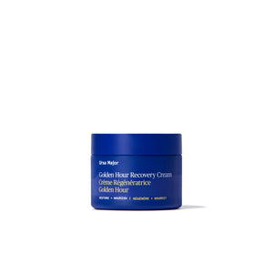 A jar of Ursa Major Golden Hour Recovery Cream. A lightweight, nourishing face cream for all skin types, featuring plant-based ingredients like Sea Buckthorn, Black Currant, and Calendula. Full size