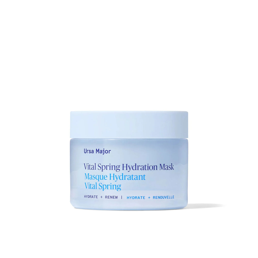 Ursa Major Vital Spring Hydration Mask jar with fresh, nature-inspired design shown on a clean background.