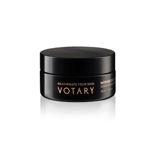VOTARY Intense Overnight Mask – a luxurious 50ml mask in a glass jar, designed to hydrate, smooth the look of fine lines, and brighten skin with rosehip oil and hyaluronic acid.