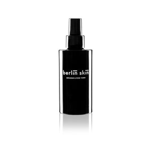 Berlin Skin Geranium & Rose Toner in a recyclable glass bottle, a hydrating and balancing facial mist.