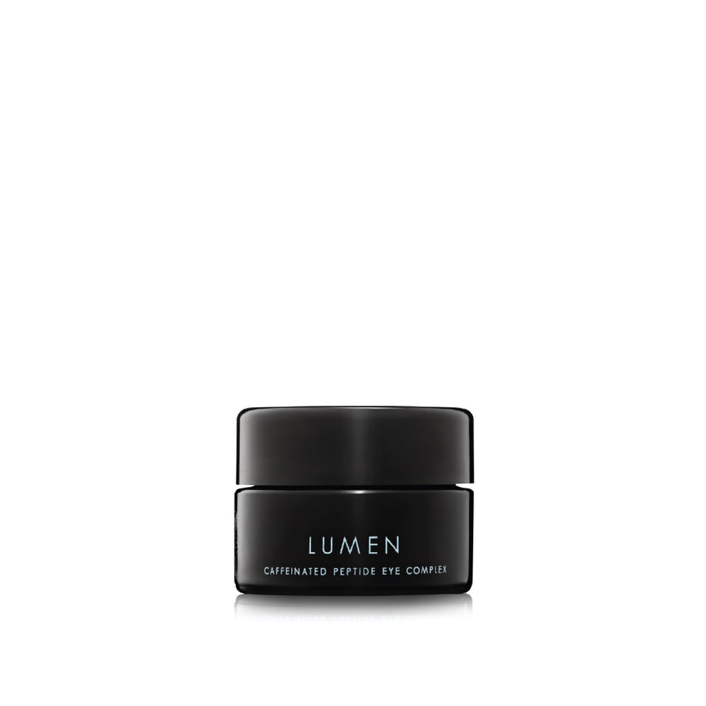 CREATION LUMEN peptide eye cream in a sleek jar, enriched with vitamin C, caffeine, and rosehip oil to brighten dark circles, smooth the look of fine lines, and hydrate the delicate under-eye area.