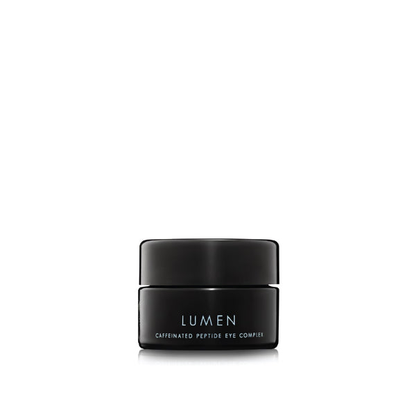 CREATION LUMEN peptide eye cream in a sleek jar, enriched with vitamin C, caffeine, and rosehip oil to brighten dark circles, smooth the look of fine lines, and hydrate the delicate under-eye area.