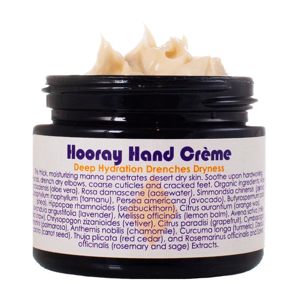 Jar of Living Libations Hooray Hand Crème. 50ml
