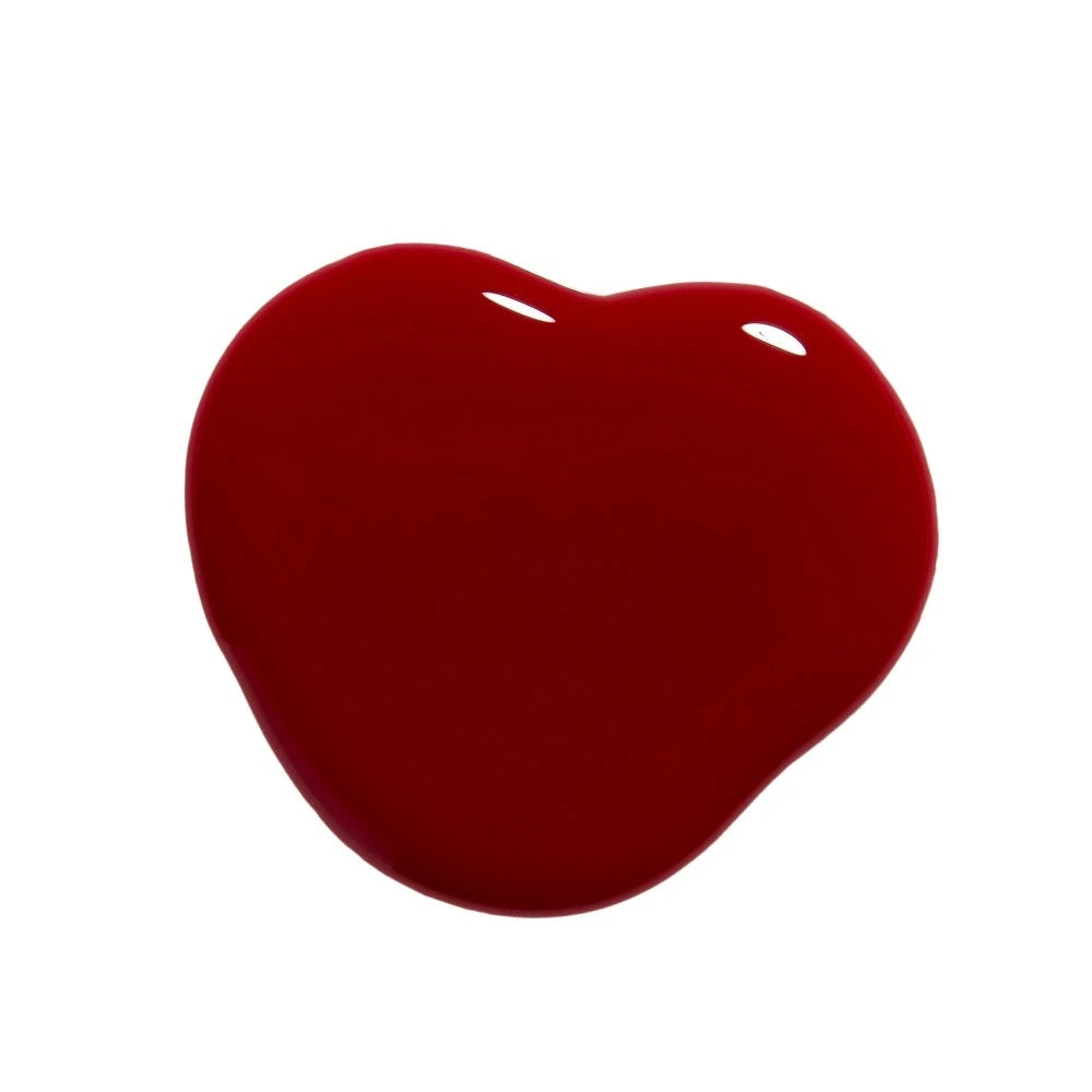 Huella Lifted Soul nail lacquer in a true deep red shade, featuring a 15-free, vegan, and chip-resistant formula.