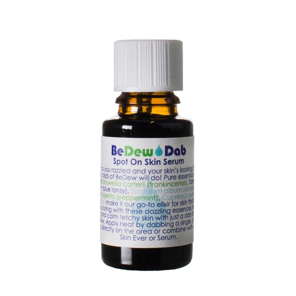LIVING LIBATIONS BeDew Dab - cooling and soothing spot-on serum for calming redness and reducing puffiness. Made with the most cooling oils in the collection. Apply directly or mix with Frankincense Best Skin Ever, Open Sky Serum, or jojoba oil for a restorative blend. 5ml