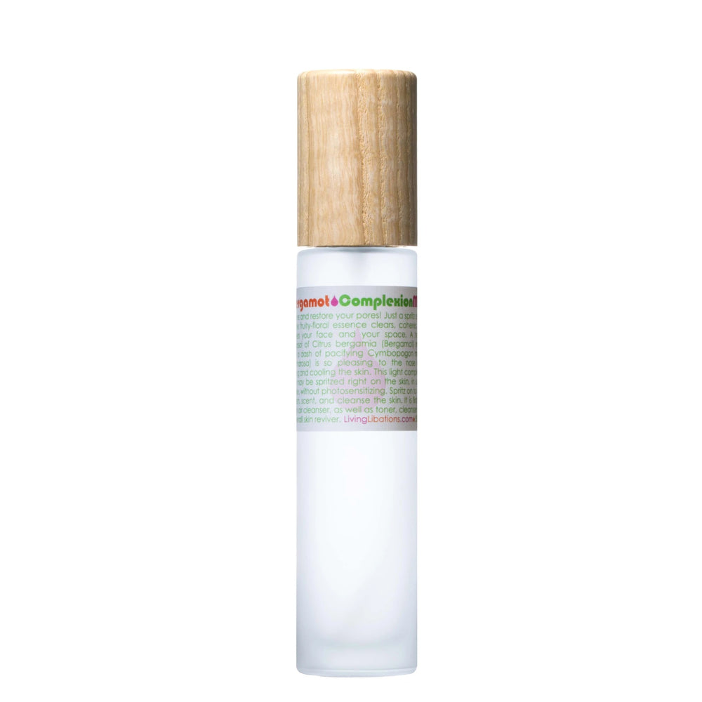 Living Libations Bergamot Complexion Mist with Bergamot and Palmarosa hydrosols for skin toning and refreshing. 30ml