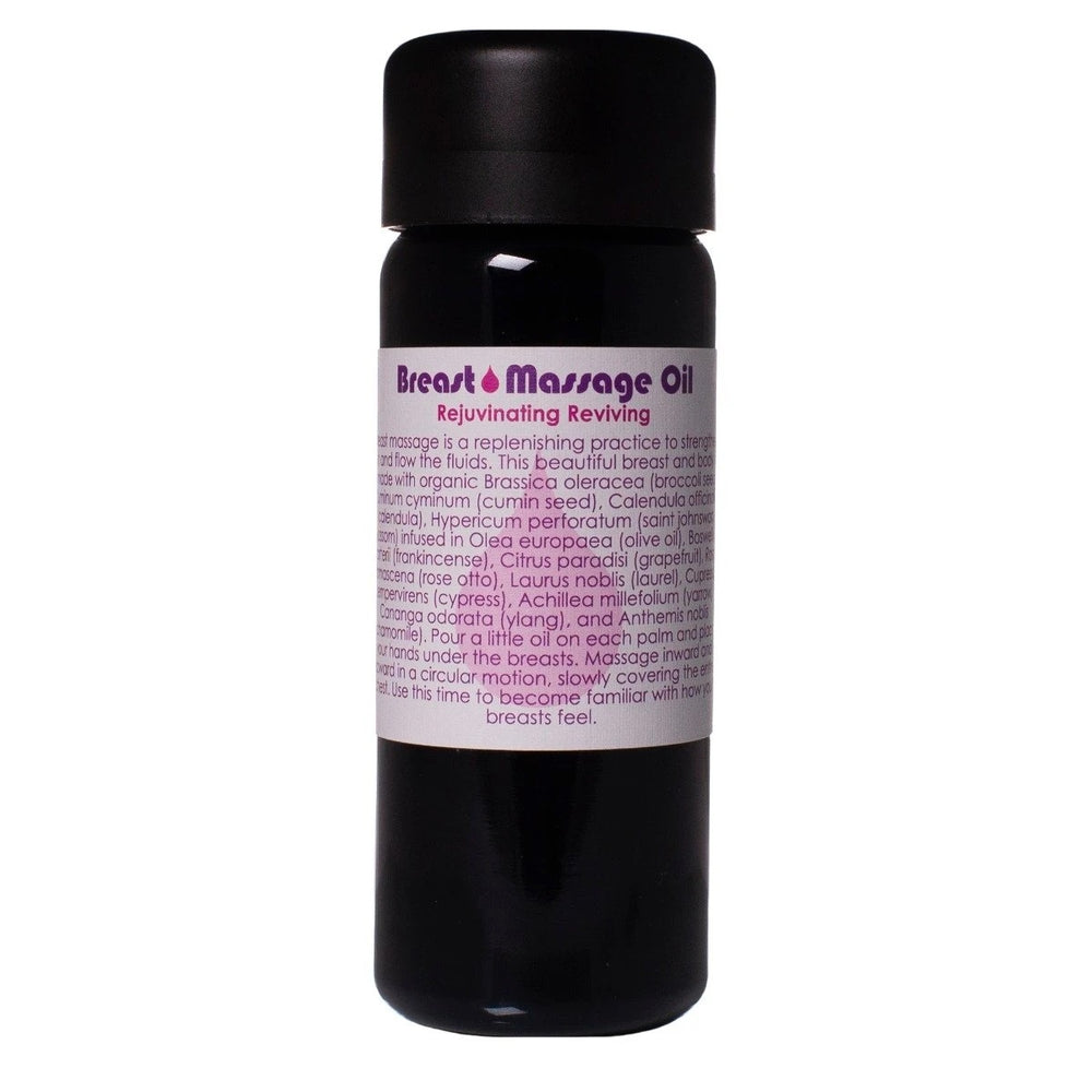 Living Libations Breast Massage Oil for breast health and relaxation with botanical ingredients. 50ml