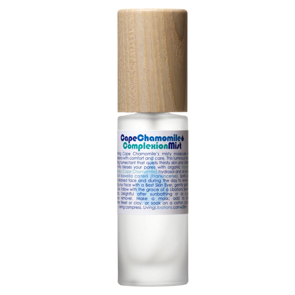 Living Libations Cape Chamomile Complexion Mist with Cape Chamomile and Frankincense for soothing and hydrating skin. 30ml