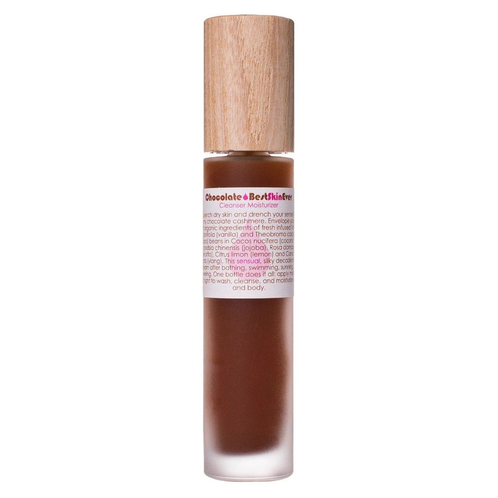 Living Libations Best Skin Ever Chocolate, a nourishing blend of raw chocolate, vanilla, coconut, and essential oils for soft, hydrated skin. 30ml