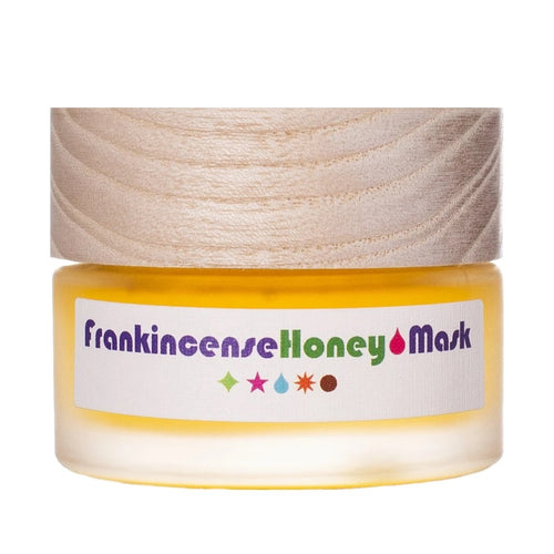 Living Libations Frankincense Honey Mask in glass jar. 30ml