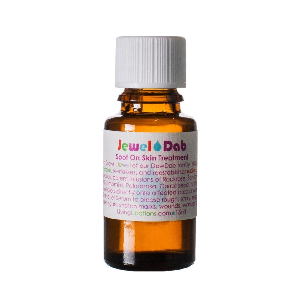Living Libations JewelDab - A concentrated serum to restore radiance, soften scars, and smooth skin texture with rockrose, sandalwood, myrrh, and more rejuvenating essential oils. 5ml