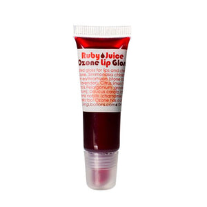 Living Libations Ruby Juice Ozonated Lip Gloss – tinted lip and cheek gloss with ozone and botanical oils.