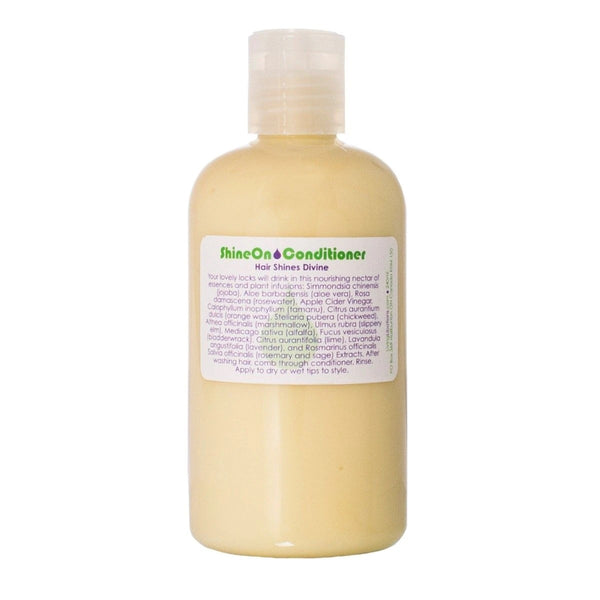 Living Libations Shine On Conditioner bottle, enriched with botanicals for healthy, shiny hair. 240ml