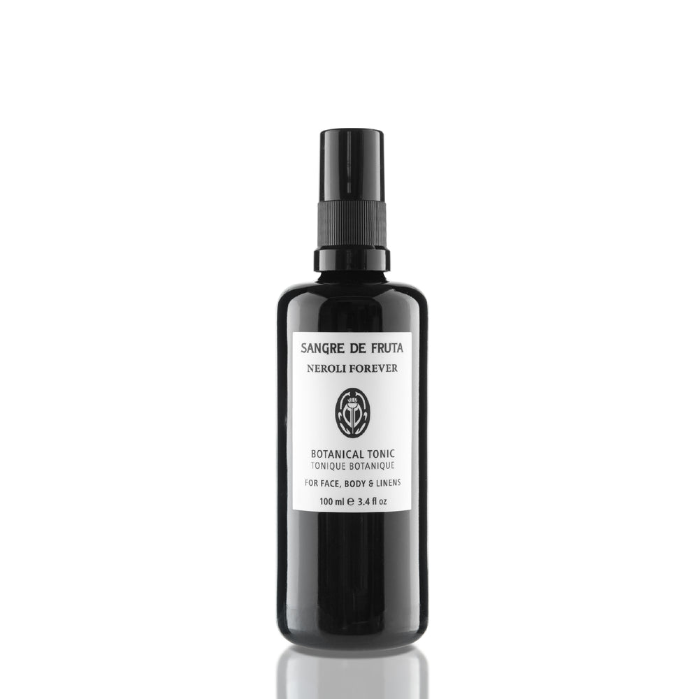 Sangre de Fruta Botanical Tonic – Neroli Forever, a fine mist with neroli and rose otto for a refined, floral scent.