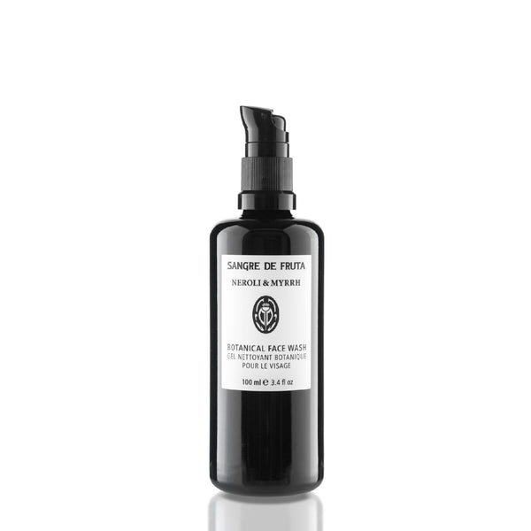 Sangre de Fruta Neroli & Myrrh Botanical Face Wash – a gel-based cleanser with neroli, myrrh, and immortelle for a soft, radiant complexion.